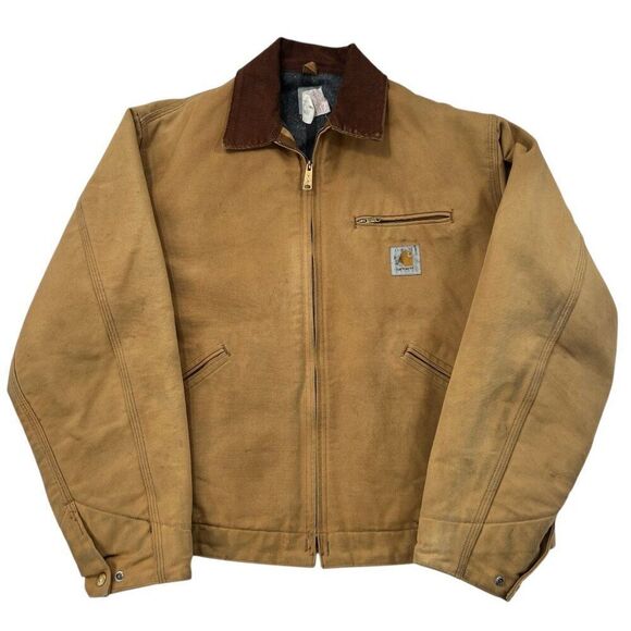 Vintage Carhartt J01 Distressed Detroit Blanket Lined Jacket USA Made Size 46 L - Picture 1 of 13